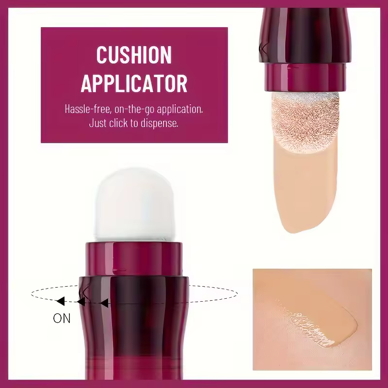 New Sponge Head Concealer for Dark Circles Freckles Acne Pigmentation and Blemishes Long Lasting Moisturizing Liquid Foundation.